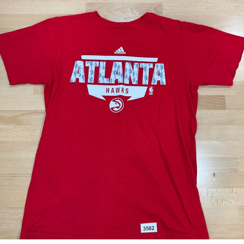 Adidas Atlanta Hawks NBA T Shirt Mens Medium Red Short Sleeve Tee